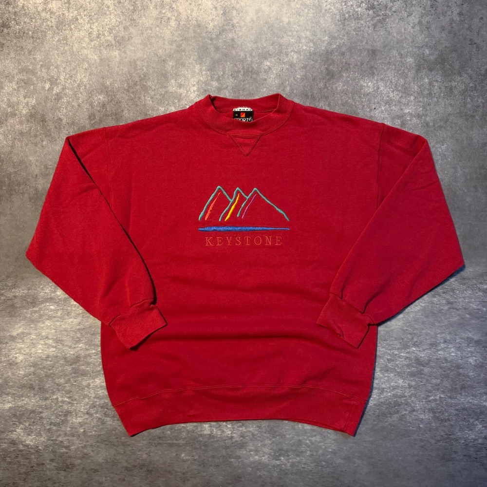 Vintage Keystone Mountain Ski Resort Crewneck Sweatshirt Red Mens XL Made In USA